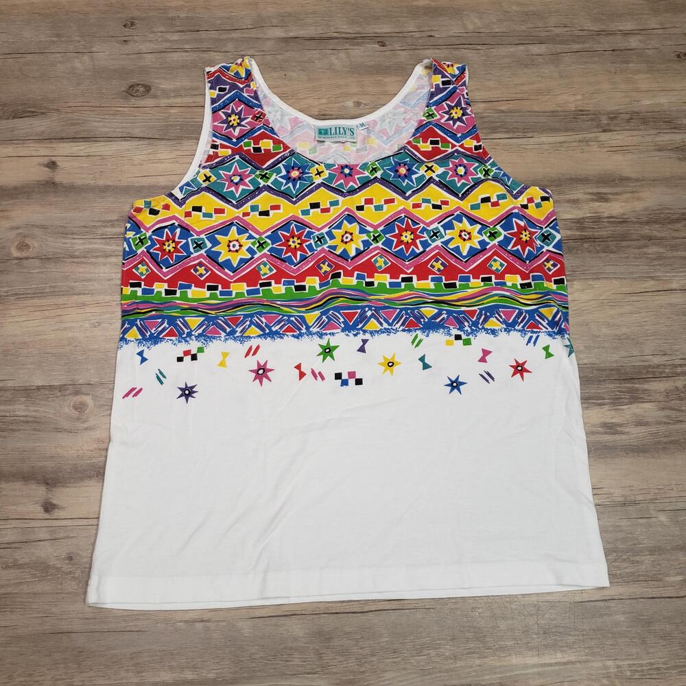 Vintage Lily's Of Beverly Hills Tank Top Womens Medium Geometric Shirt USA